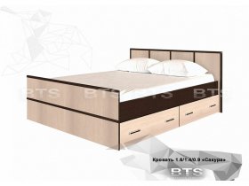 Кровать двуспальная с ящиками 1,4м Сакура (BTS) в Ленинском - leninskij.mebel-nsk.ru | фото