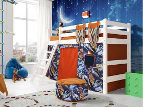 Кровать полувысокая Соня (вариант 6) с наклонной лестницей в Ленинском - leninskij.mebel-nsk.ru | фото