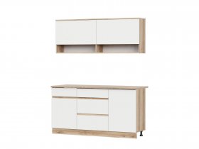 Кухонный гарнитур 1,6м Брауни (дуб делано/белый) в Ленинском - leninskij.mebel-nsk.ru | фото