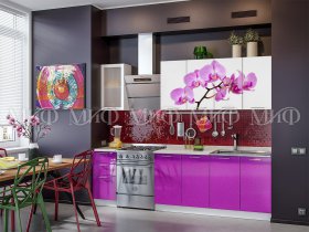 Кухонный гарнитур Орхидея (фиолетовый) в Ленинском - leninskij.mebel-nsk.ru | фото