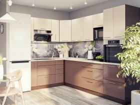 Модульная кухня Классика (ваниль/шоколад) в Ленинском - leninskij.mebel-nsk.ru | фото