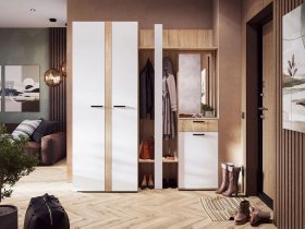Модульная прихожая Санса (дуб сонома/белый) в Ленинском - leninskij.mebel-nsk.ru | фото