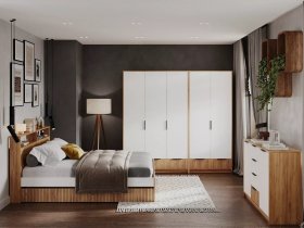Модульная спальня Ивис (дуб крафт золотой/белый) в Ленинском - leninskij.mebel-nsk.ru | фото