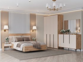 Модульная спальня Сицилия (дуб альпийский/тефия) в Ленинском - leninskij.mebel-nsk.ru | фото