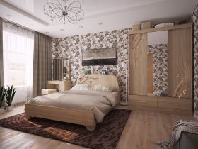 Модульная спальня Виктория-1 (дуб сонома) в Ленинском - leninskij.mebel-nsk.ru | фото