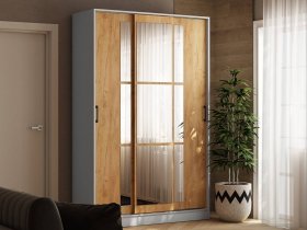 Шкаф-купе 1,4м «Стиль-2» (белый/дуб крафт золотой) в Ленинском - leninskij.mebel-nsk.ru | фото