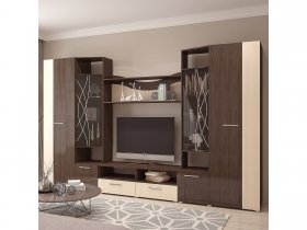 Стенка Гамма (дуб венге/дуб молочный) в Ленинском - leninskij.mebel-nsk.ru | фото