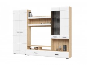 Стенка ГС-01 Либерти (дуб сонома/белый глянец) в Ленинском - leninskij.mebel-nsk.ru | фото
