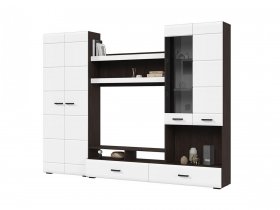 Стенка ГС-01 Либерти (венге/белый глянец) в Ленинском - leninskij.mebel-nsk.ru | фото
