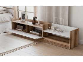 Тумба под ТВ Брауни (дуб делано/белый) в Ленинском - leninskij.mebel-nsk.ru | фото