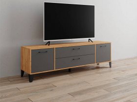Тумба под ТВ Парус-13 (дуб крафт золотой/графит серый) в Ленинском - leninskij.mebel-nsk.ru | фото